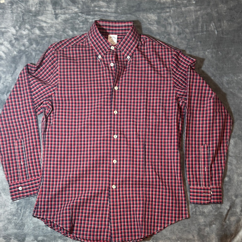 Brooks Brothers Red and Black Checkered Dress Shirt
